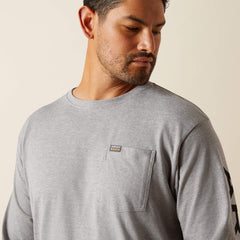 Rebar Cotton Strong Standard Logo Pocket T-Shirt Men - HEATHER GREY/BLACK