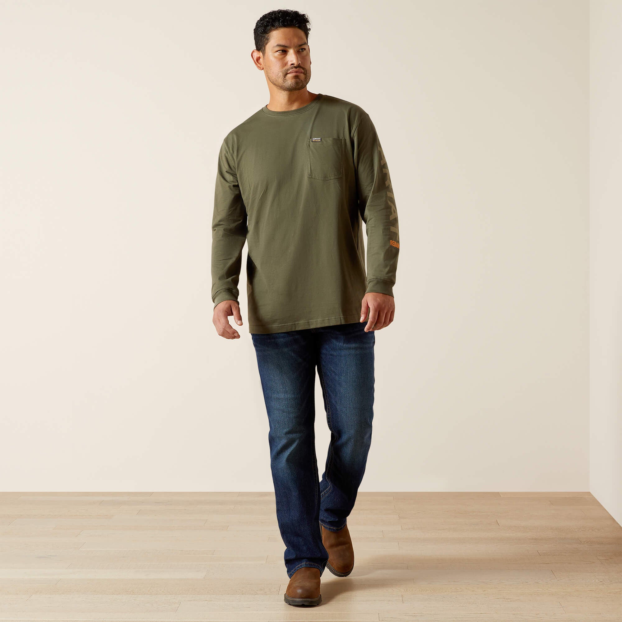 Rebar Cotton Strong Standard Logo Pocket T-Shirt Men - GRAPE LEAF/DRIED HERB