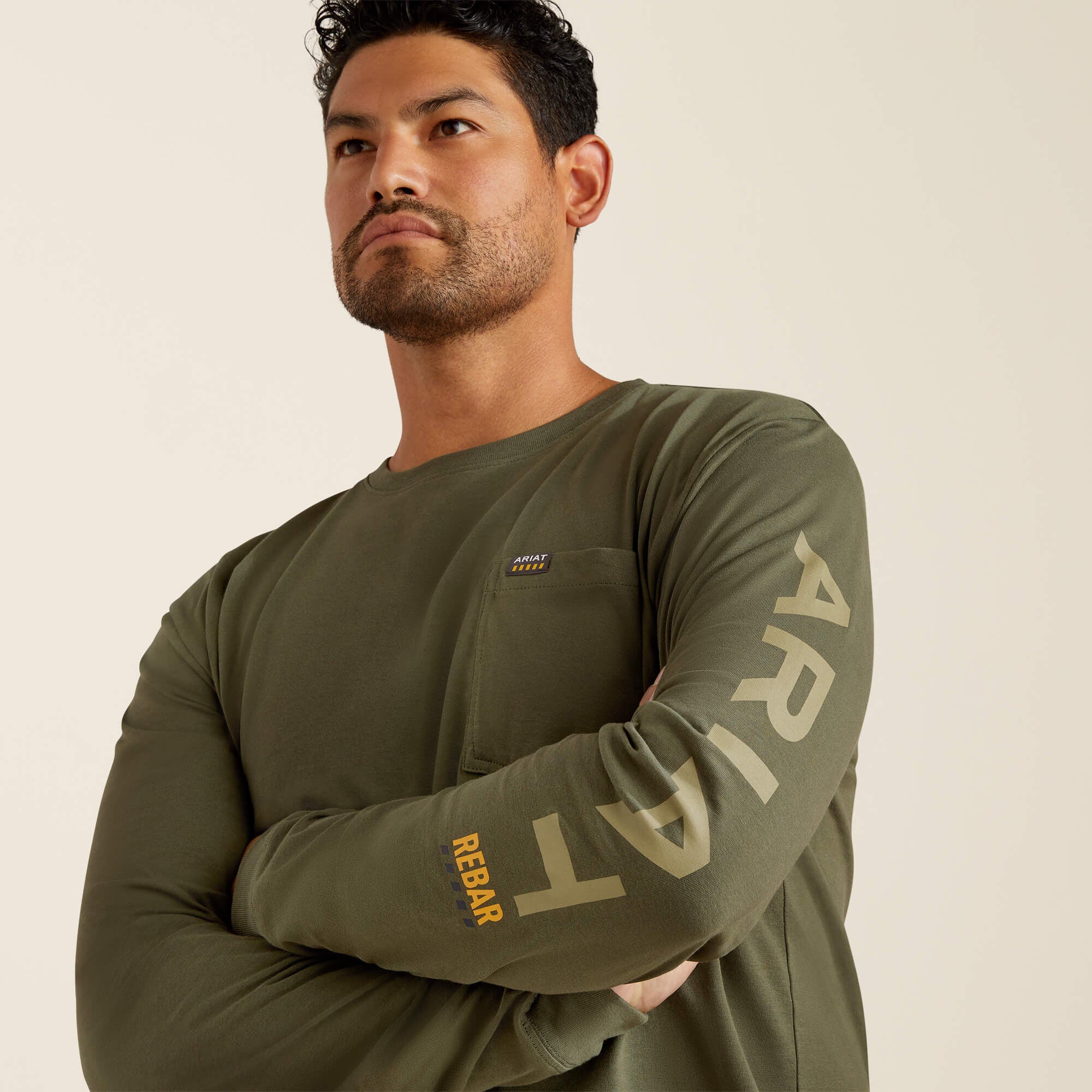 Rebar Cotton Strong Standard Logo Pocket T-Shirt Men - GRAPE LEAF/DRIED HERB