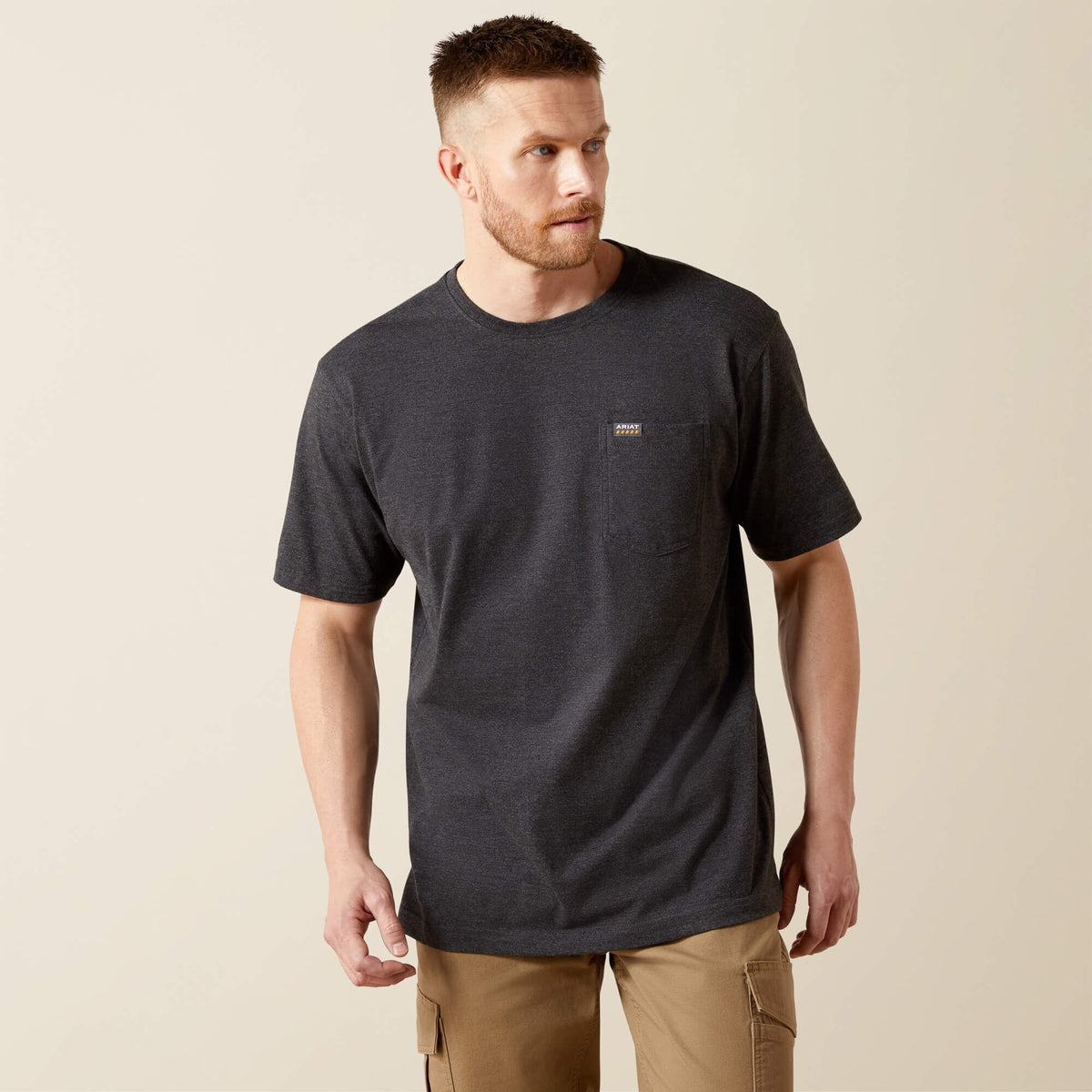 Rebar Cotton Strong Standard Pocket T-Shirt Men - CHARCOAL HEATHER