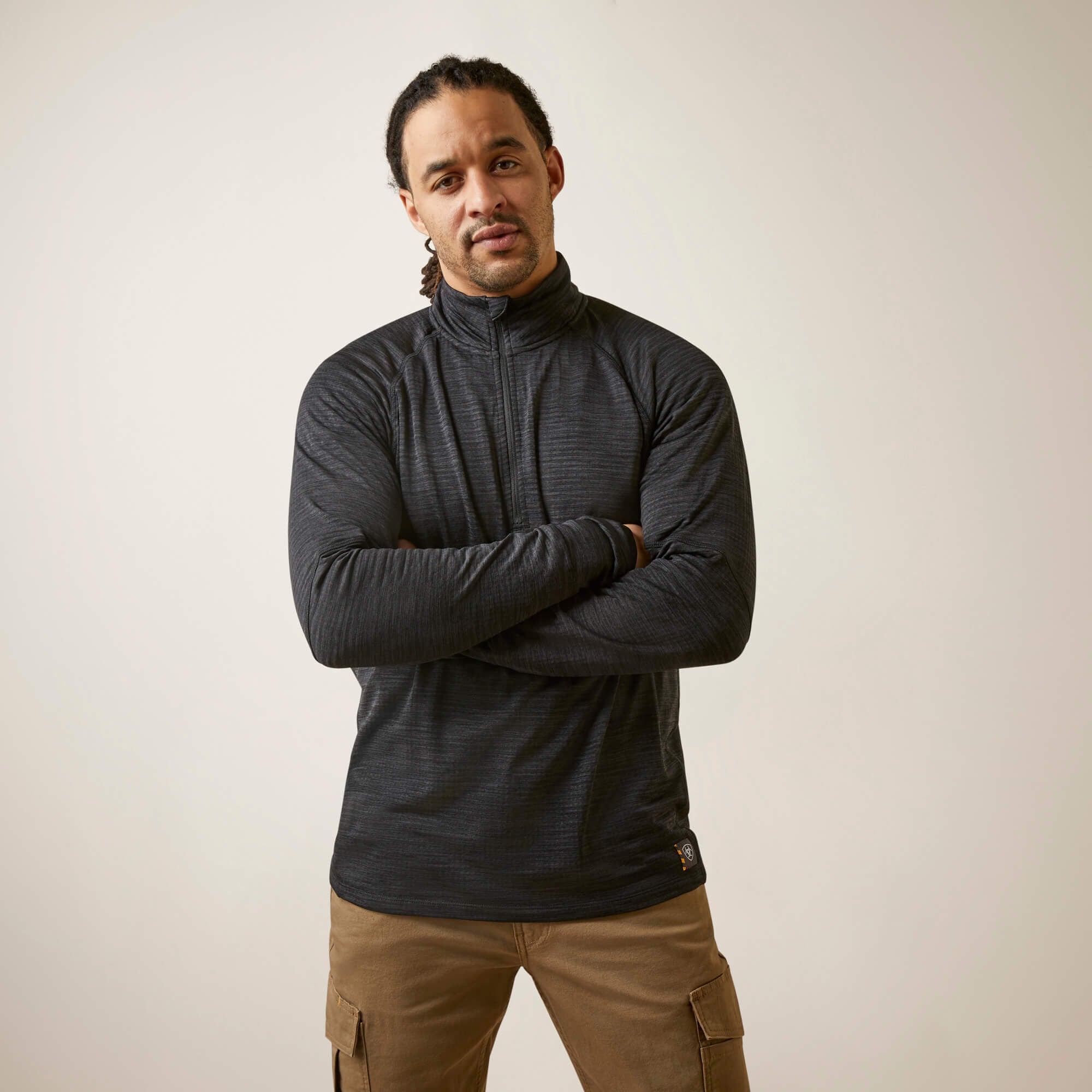Rebar Gridwork Baselayer 1/4 Zip T-Shirt Men - BLACK