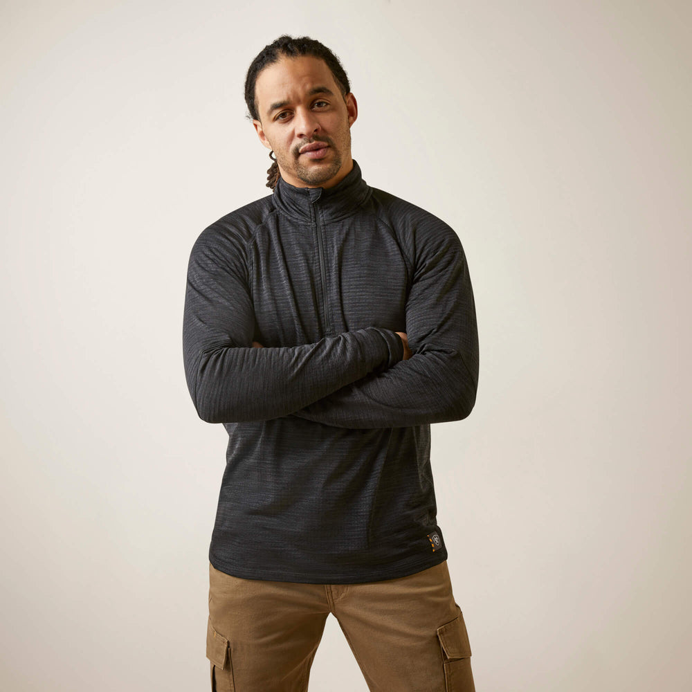 Rebar Gridwork Baselayer 1/4 Zip T-Shirt Men - BLACK