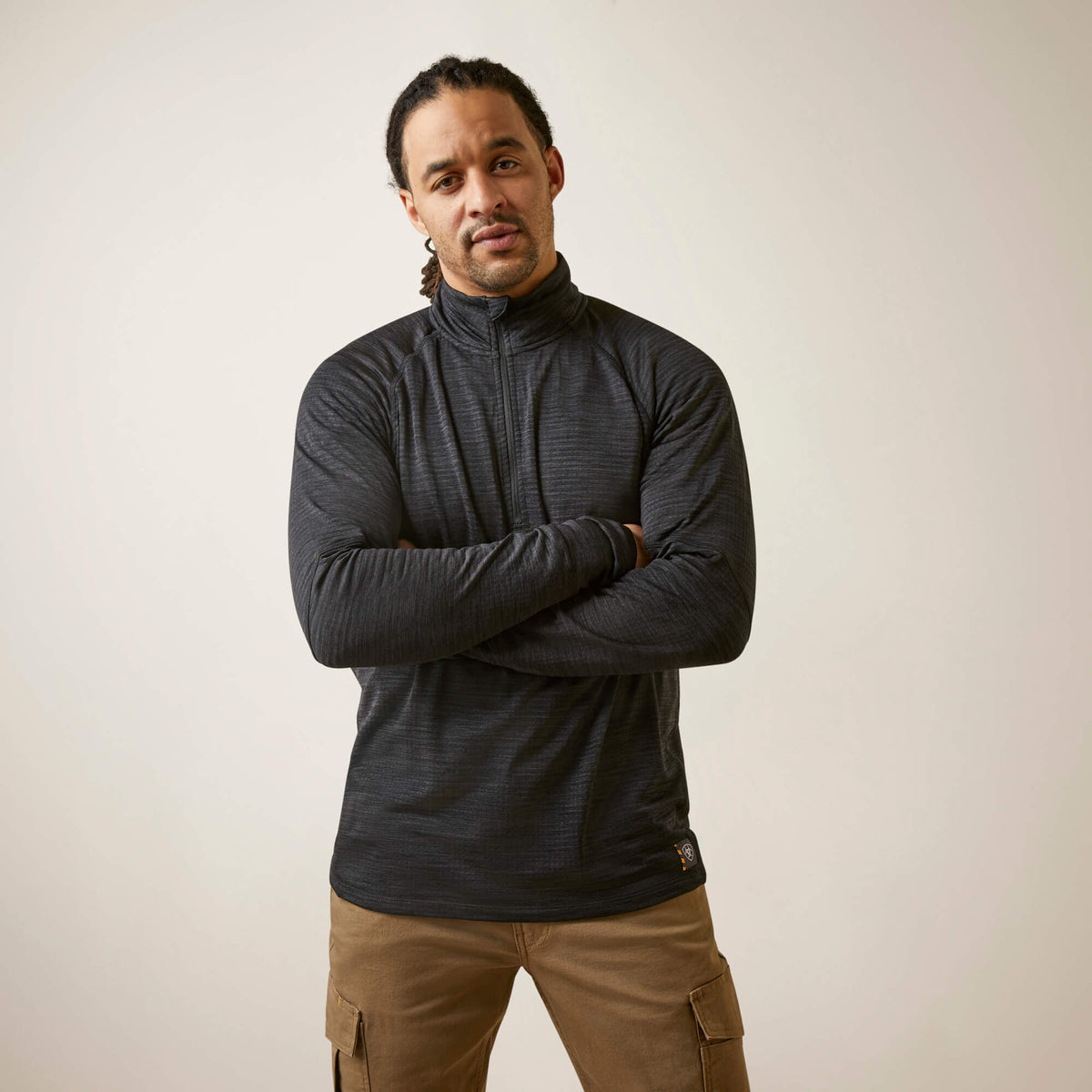 Rebar Gridwork Baselayer 1/4 Zip T-Shirt Men - BLACK