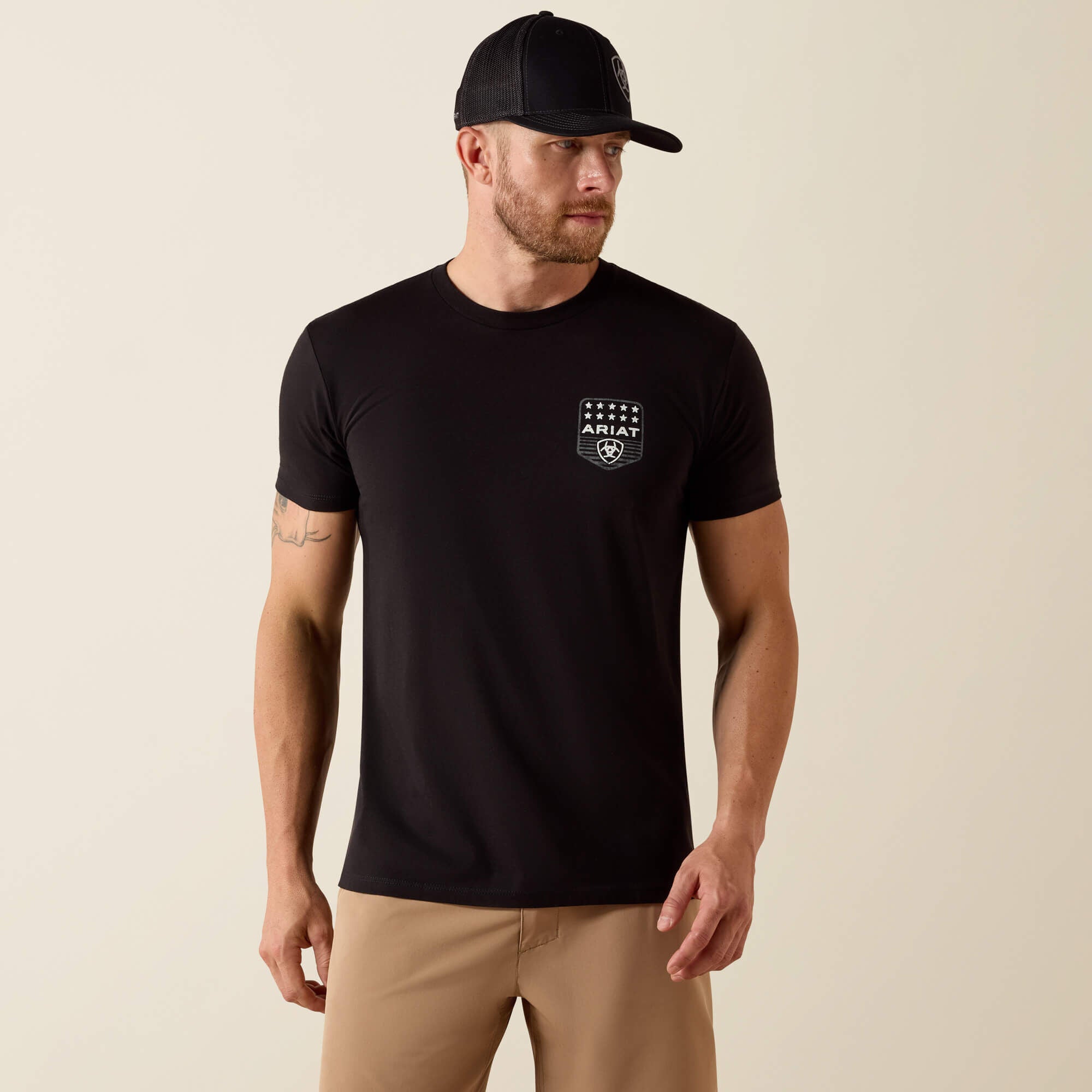 Ariat Stripe Patriotic Badge T-Shirt Men - BLACK