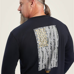 Rebar Workman Reflective Flag Graphic T-Shirt Men - BLACK