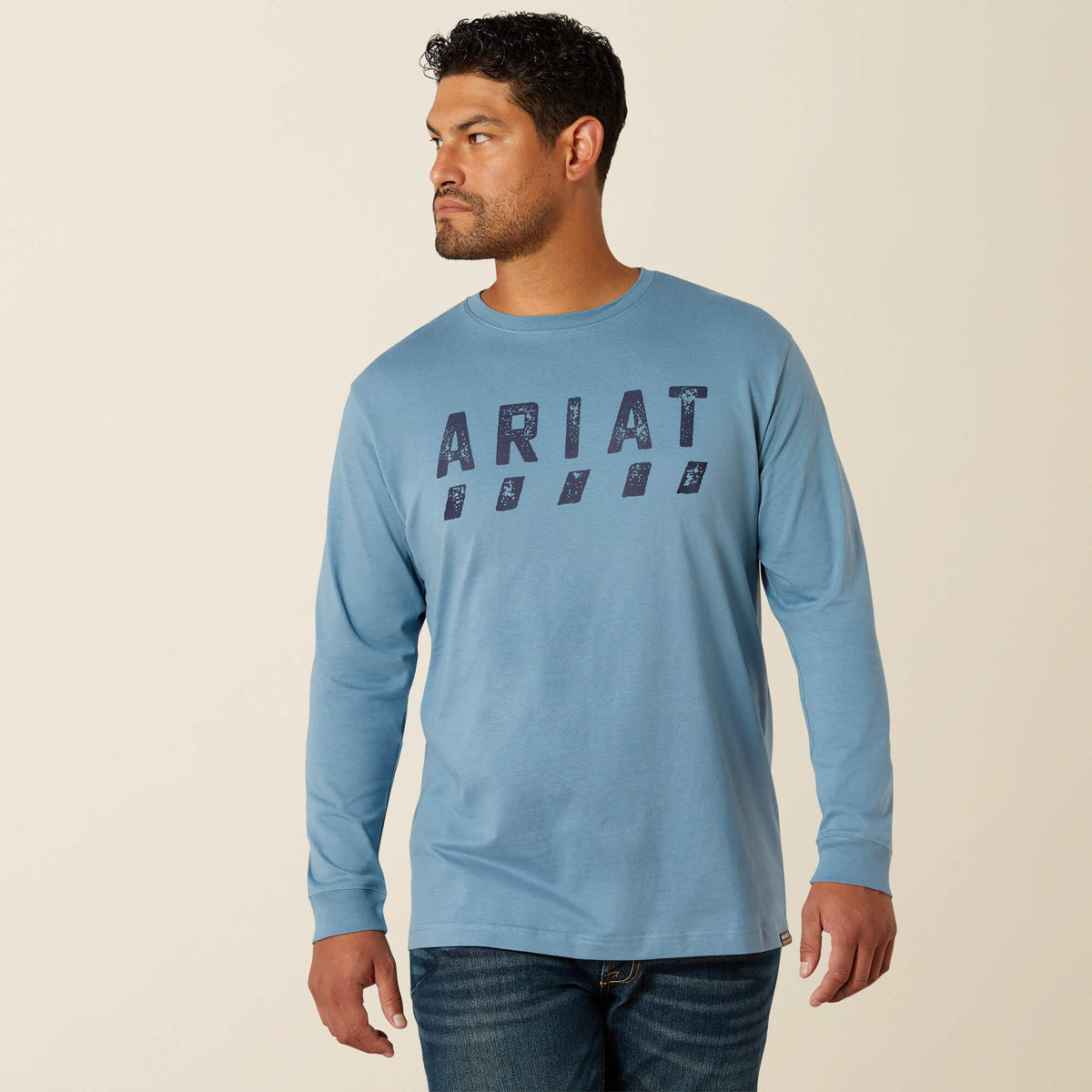 Rebar Cotton Strong Logo T-Shirt Men - BLUESTONE