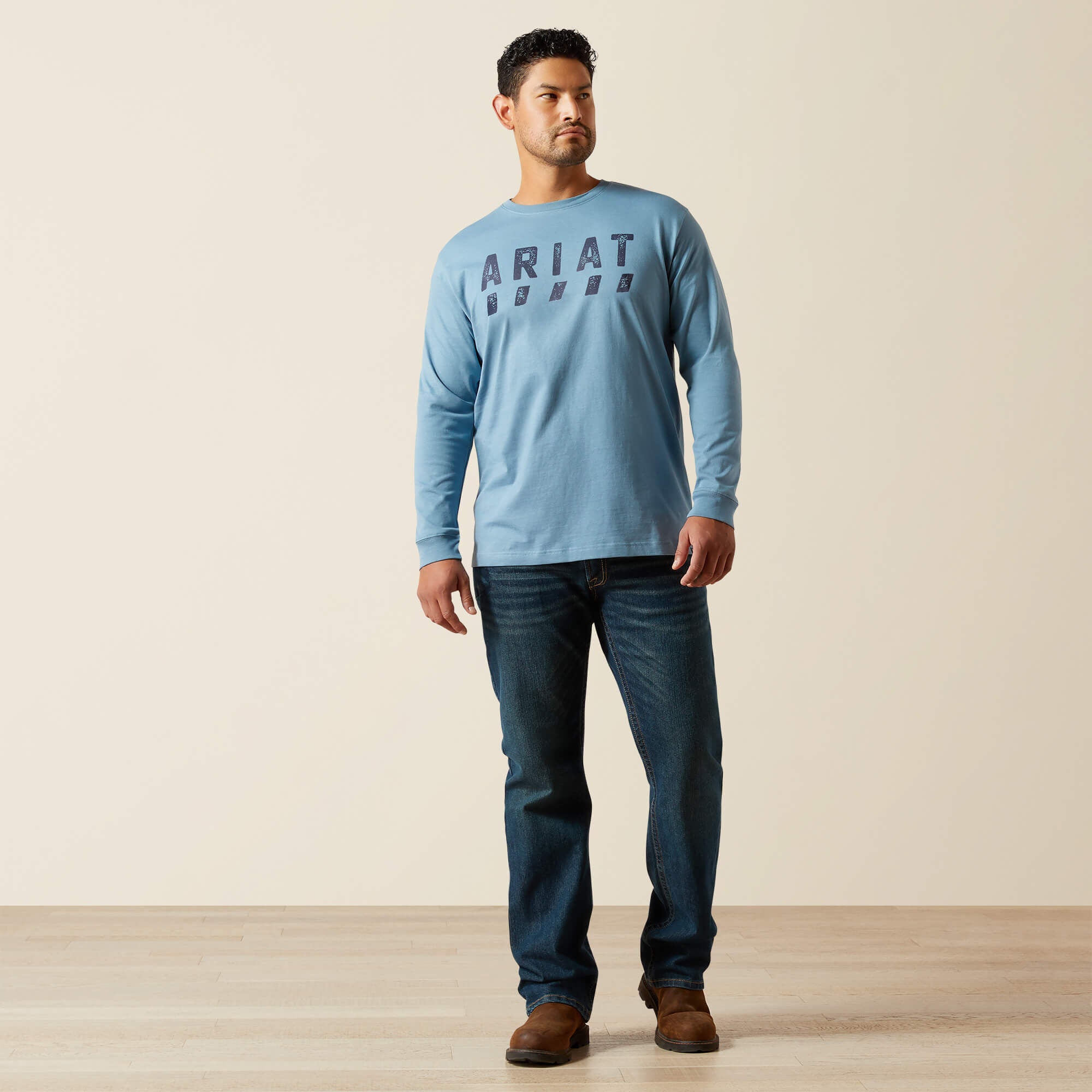 Rebar Cotton Strong Logo T-Shirt Men - BLUESTONE