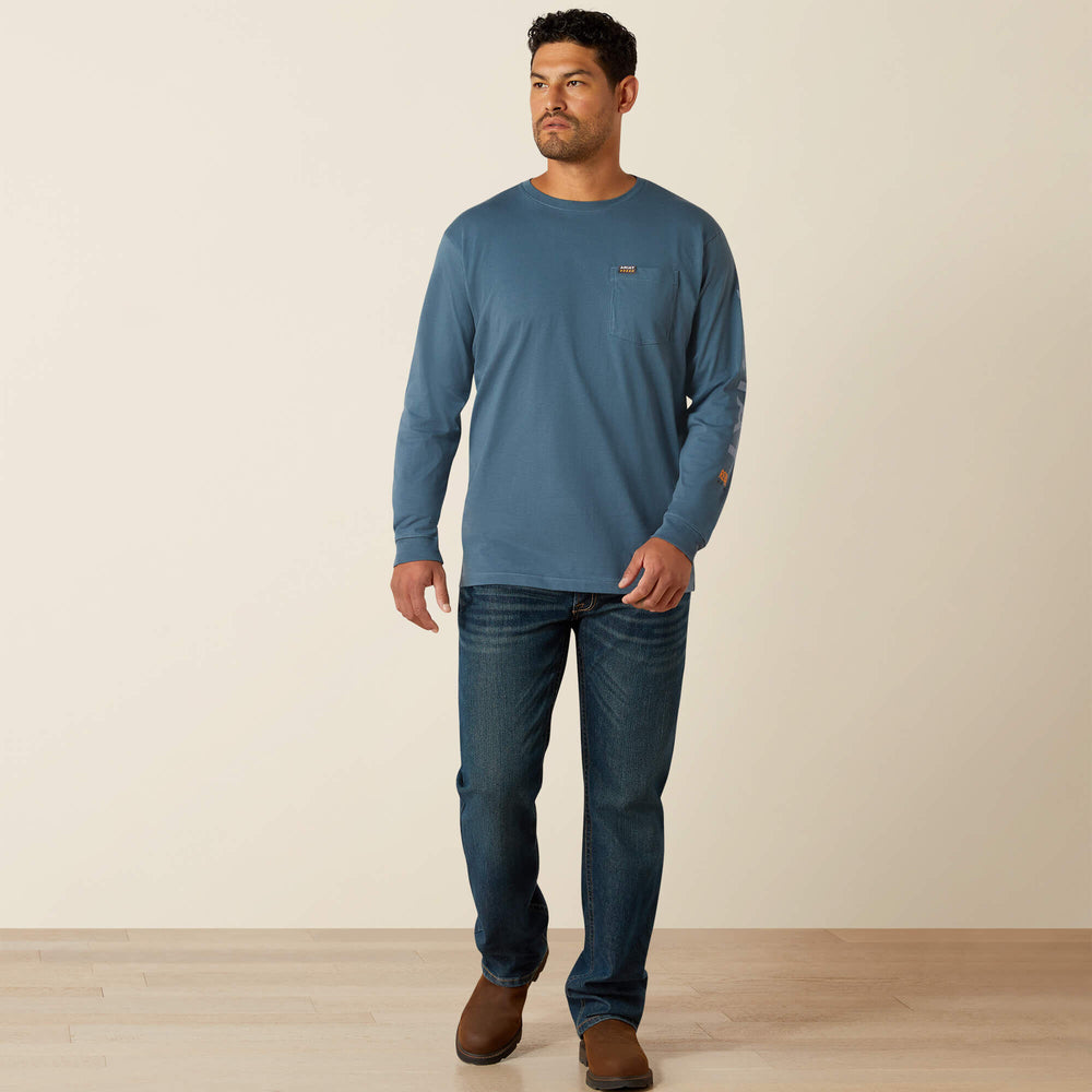 Rebar Cotton Strong Standard Logo Pocket T-Shirt Men - ORION BLUE/DUSTY BLUE