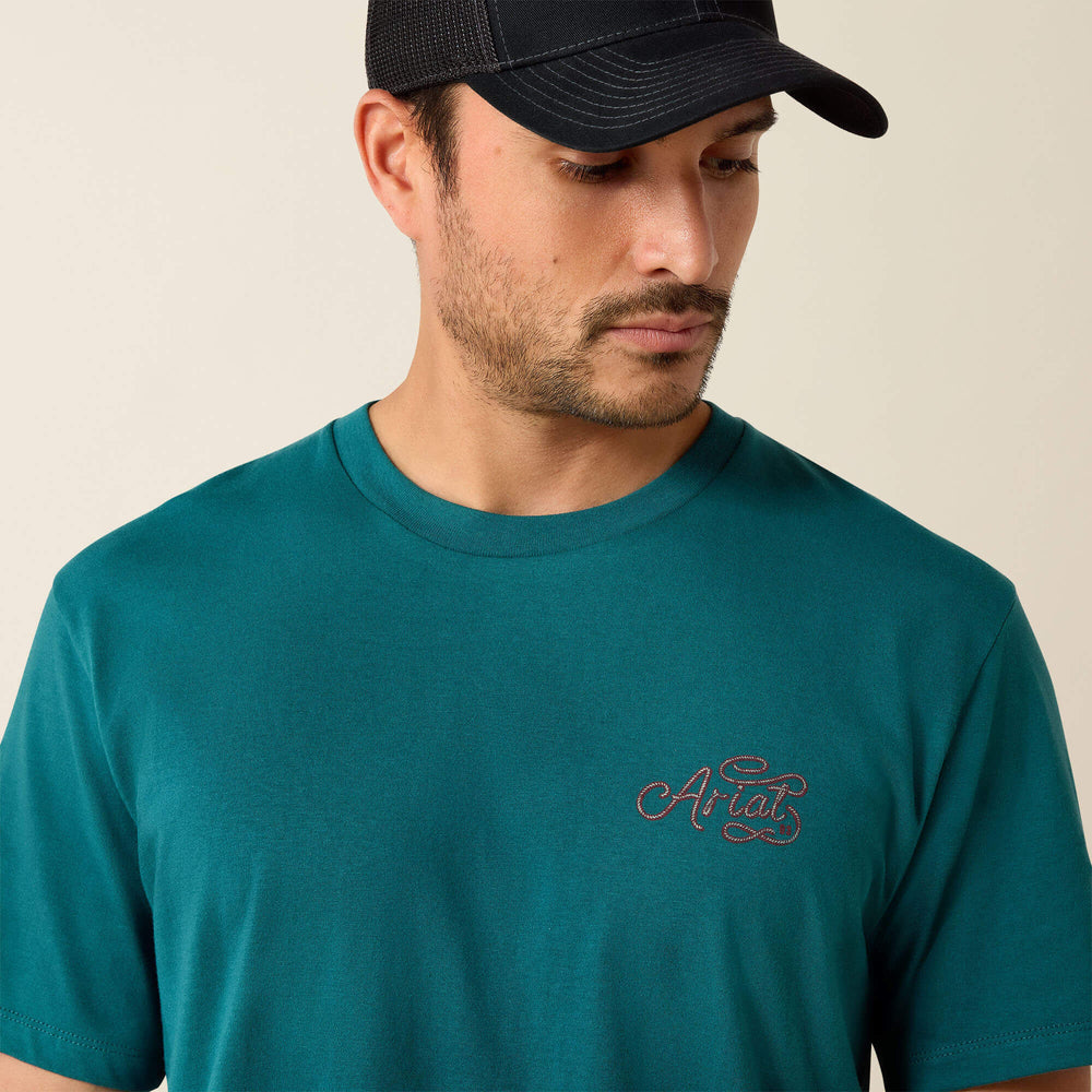 Ariat Cattle Skull Freedom Classic Fit T-Shirt Men - MEDITERRANEAN