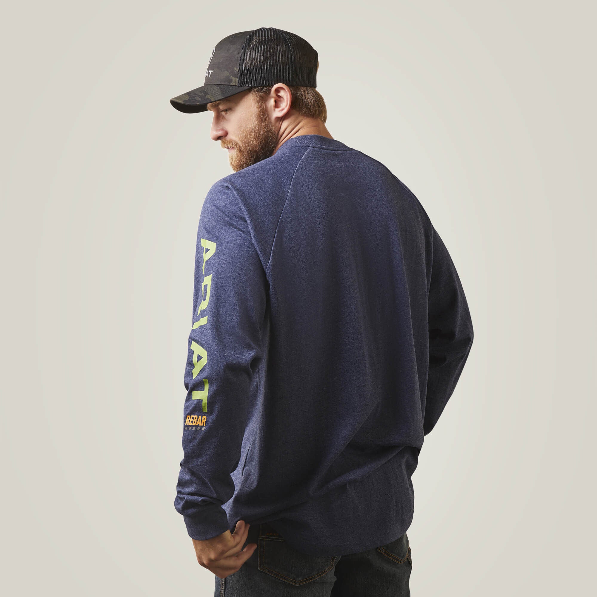 Rebar Cotton Strong Graphic T-Shirt Men - NAVY HEATHER