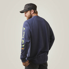 Rebar Cotton Strong Graphic T-Shirt Men - NAVY HEATHER