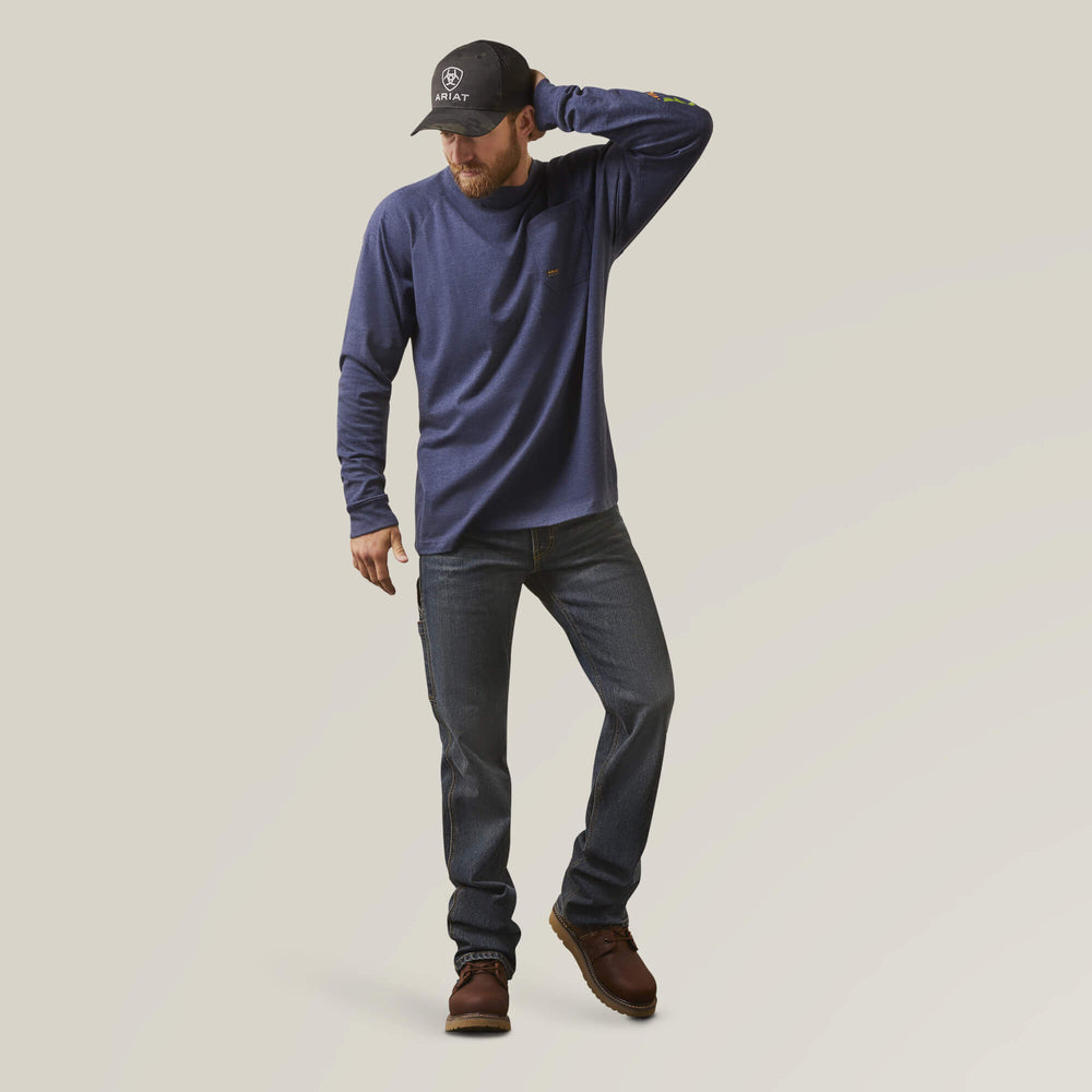 Rebar Cotton Strong Graphic T-Shirt Men - NAVY HEATHER