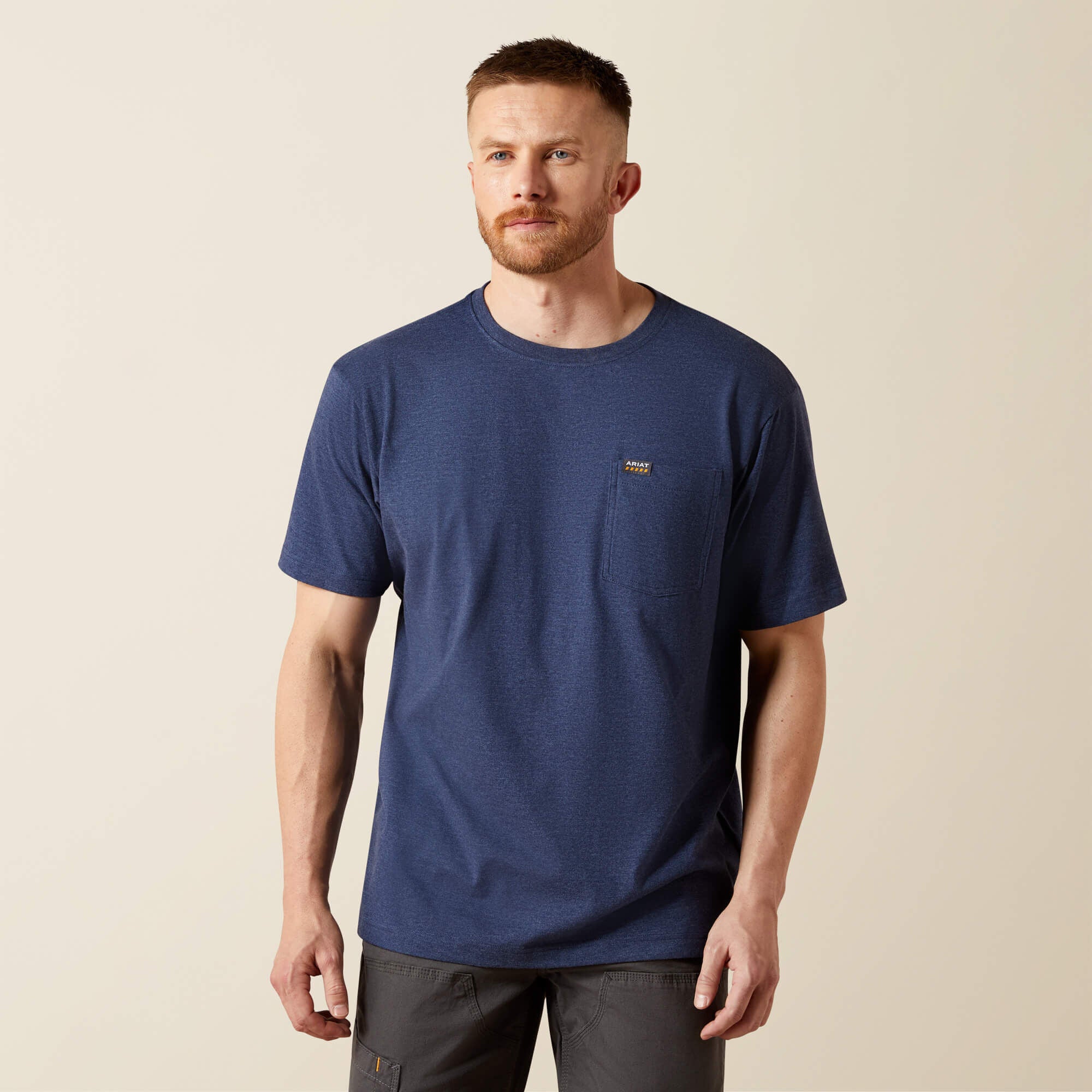 Rebar Cotton Strong Standard Pocket T-Shirt Men - NAVY HEATHER