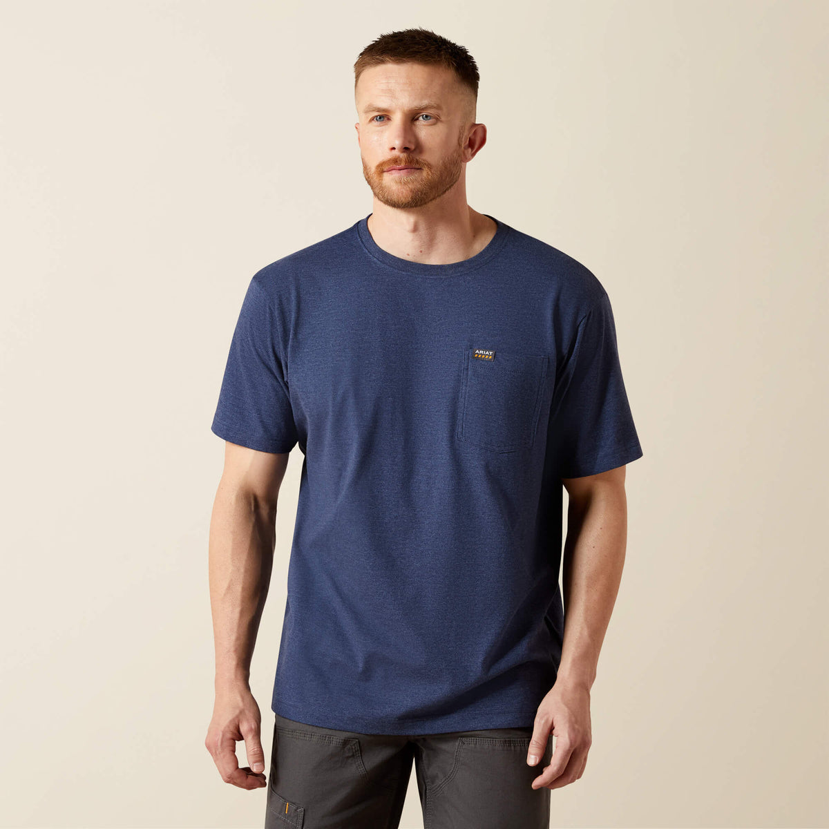 Rebar Cotton Strong Standard Pocket T-Shirt Men - NAVY HEATHER