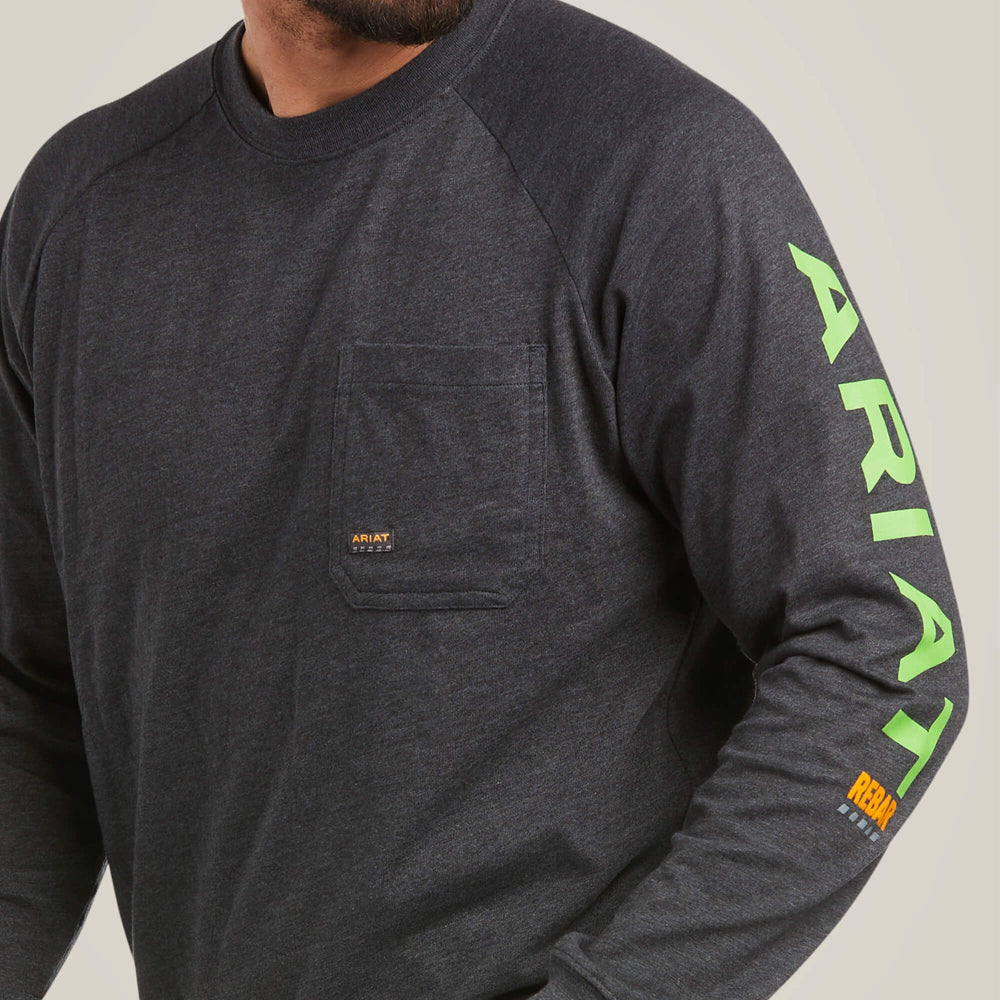 Rebar Cotton Strong Graphic T-Shirt Men - CHARCOAL HEATHER/LIME