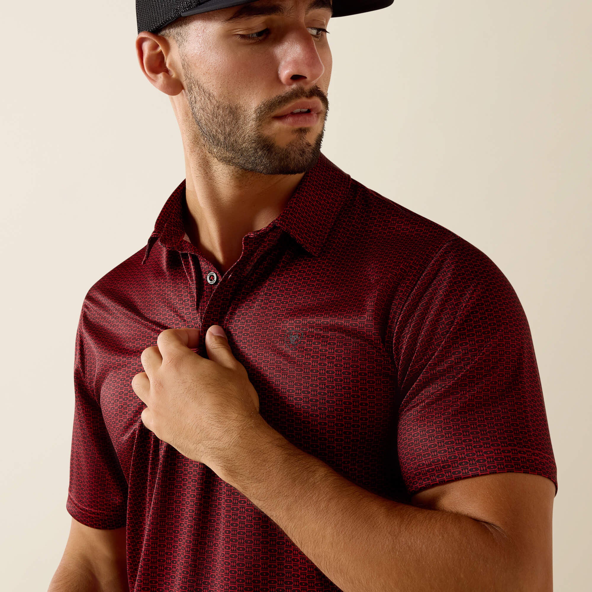 All Over Print Fitted Polo Men - CHILI PEPPER TRIBE GEO PRINT