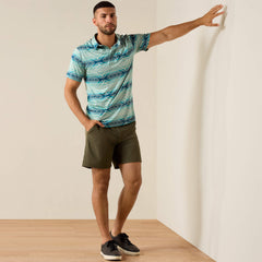 All Over Print Heathered Classic Fit Polo Men - ICED AQUA HEATHER SERAPE PRINT