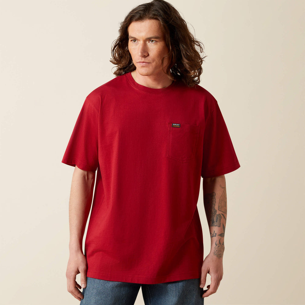 Rebar Cotton Strong Standard Pocket T-Shirt Men - RIO RED