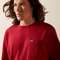 Rebar Cotton Strong Standard Pocket T-Shirt Men - RIO RED