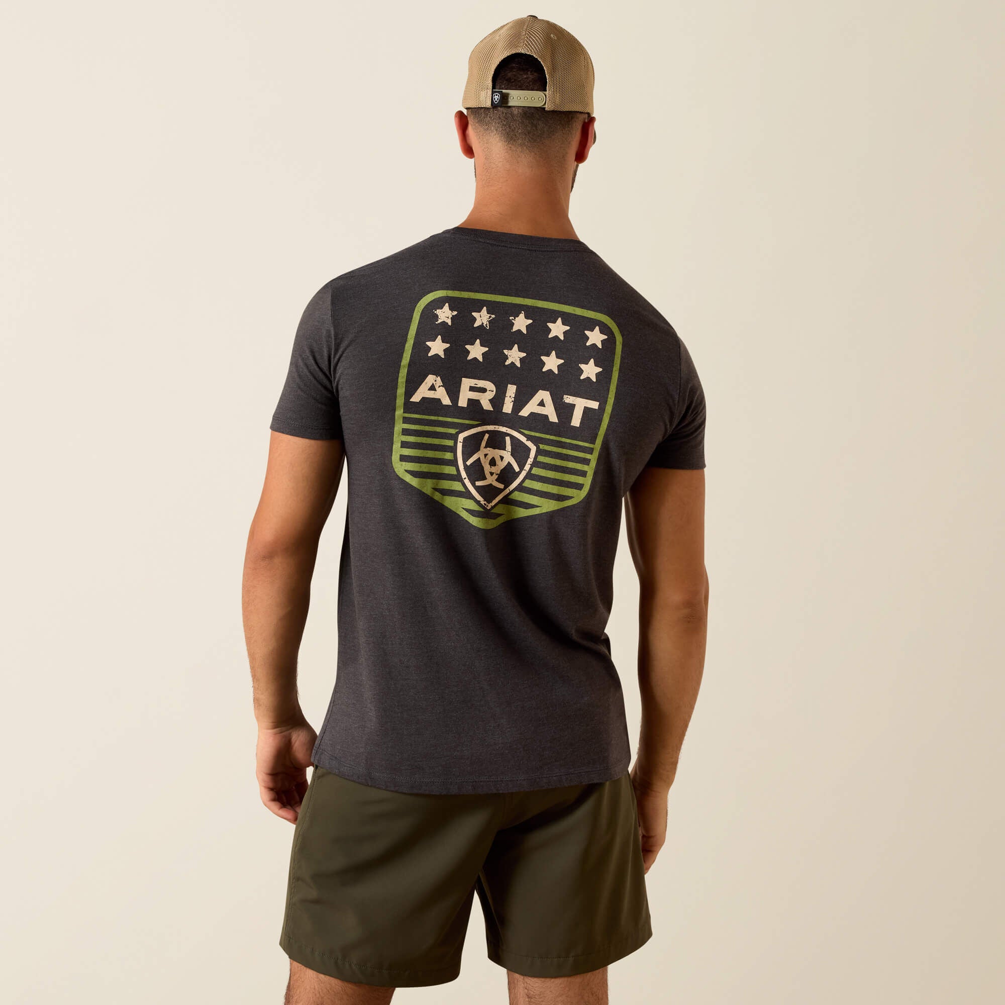 Ariat Stripe Patriotic Badge T-Shirt Men - CHARCOAL HEATHER