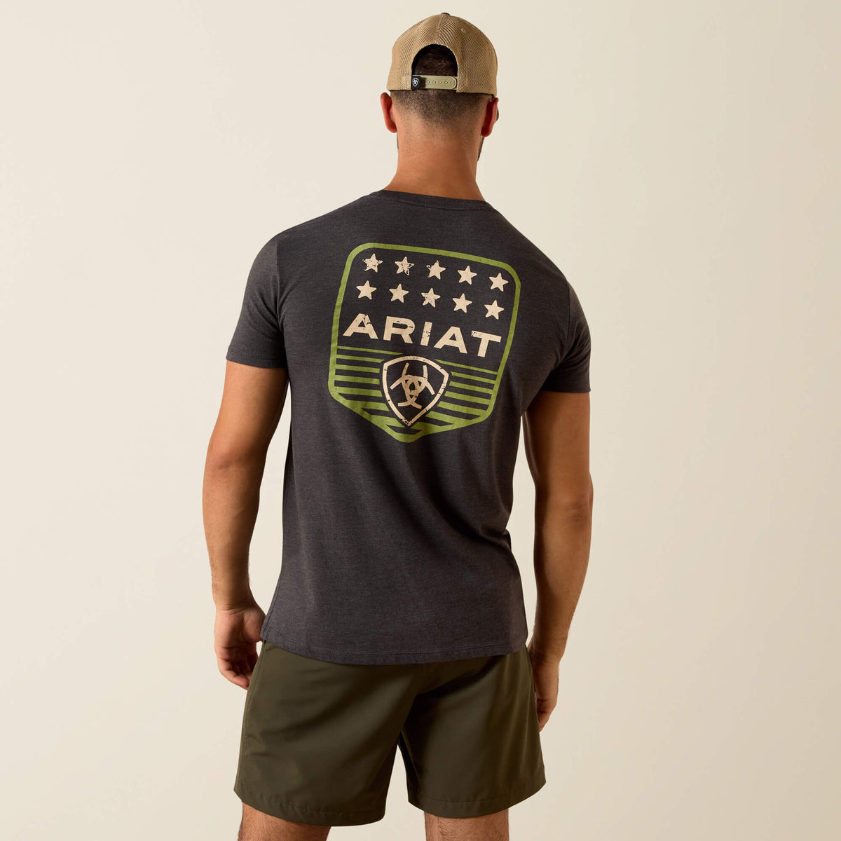 Ariat Stripe Patriotic Badge T-Shirt Men - CHARCOAL HEATHER