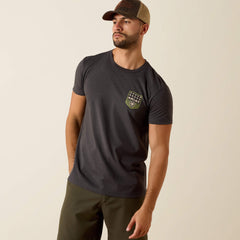 Ariat Stripe Patriotic Badge T-Shirt Men - CHARCOAL HEATHER