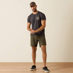 Ariat Stripe Patriotic Badge T-Shirt Men - CHARCOAL HEATHER