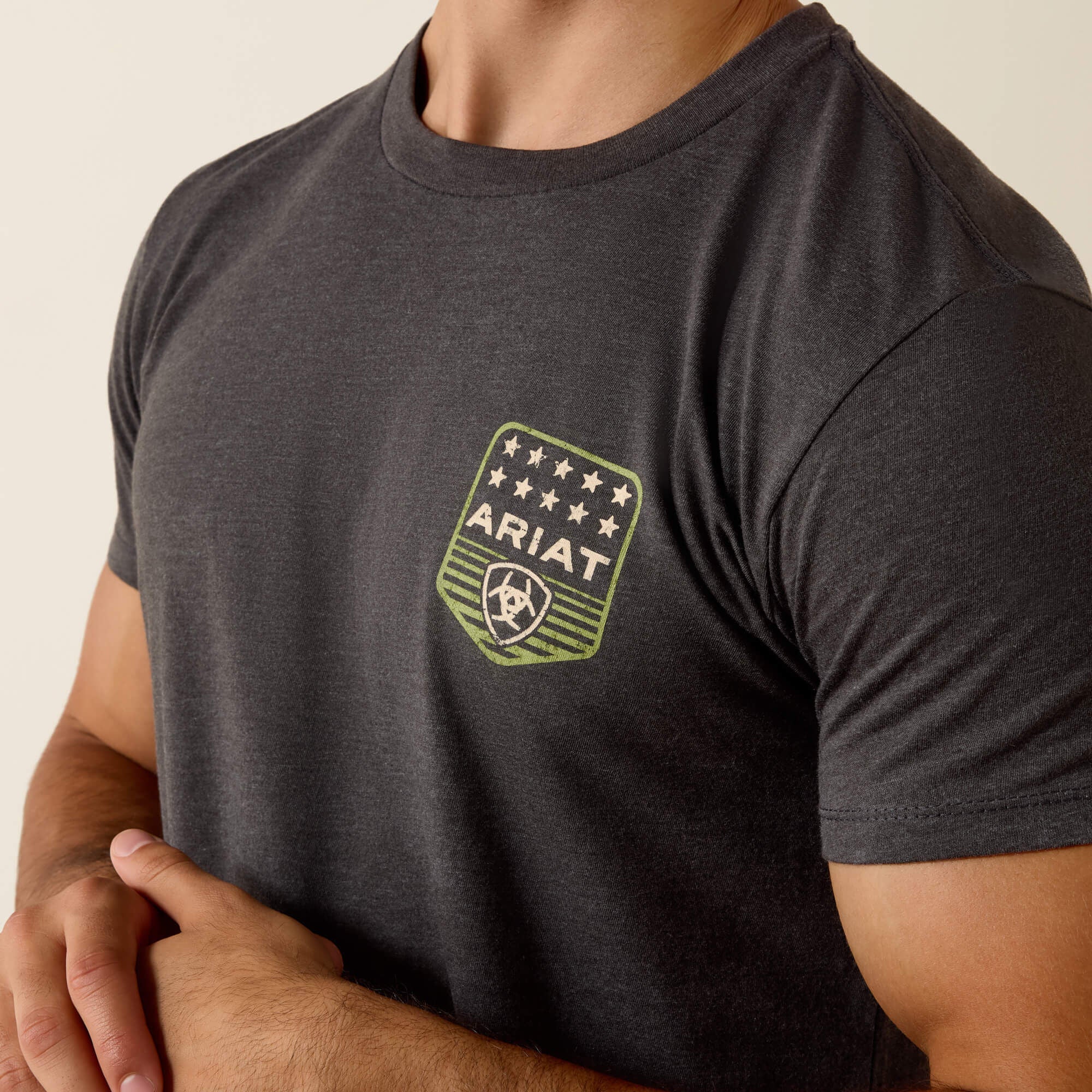 Ariat Stripe Patriotic Badge T-Shirt Men - CHARCOAL HEATHER
