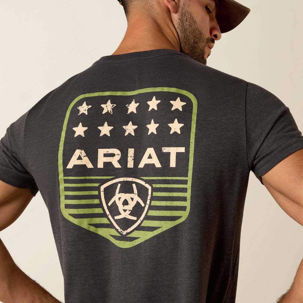 Ariat Stripe Patriotic Badge T-Shirt Men - CHARCOAL HEATHER