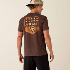 Ariat Stripe Patriotic Badge T-Shirt Men - BROWN HEATHER