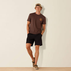 Ariat Stripe Patriotic Badge T-Shirt Men - BROWN HEATHER