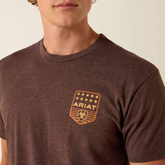 Ariat Stripe Patriotic Badge T-Shirt Men - BROWN HEATHER