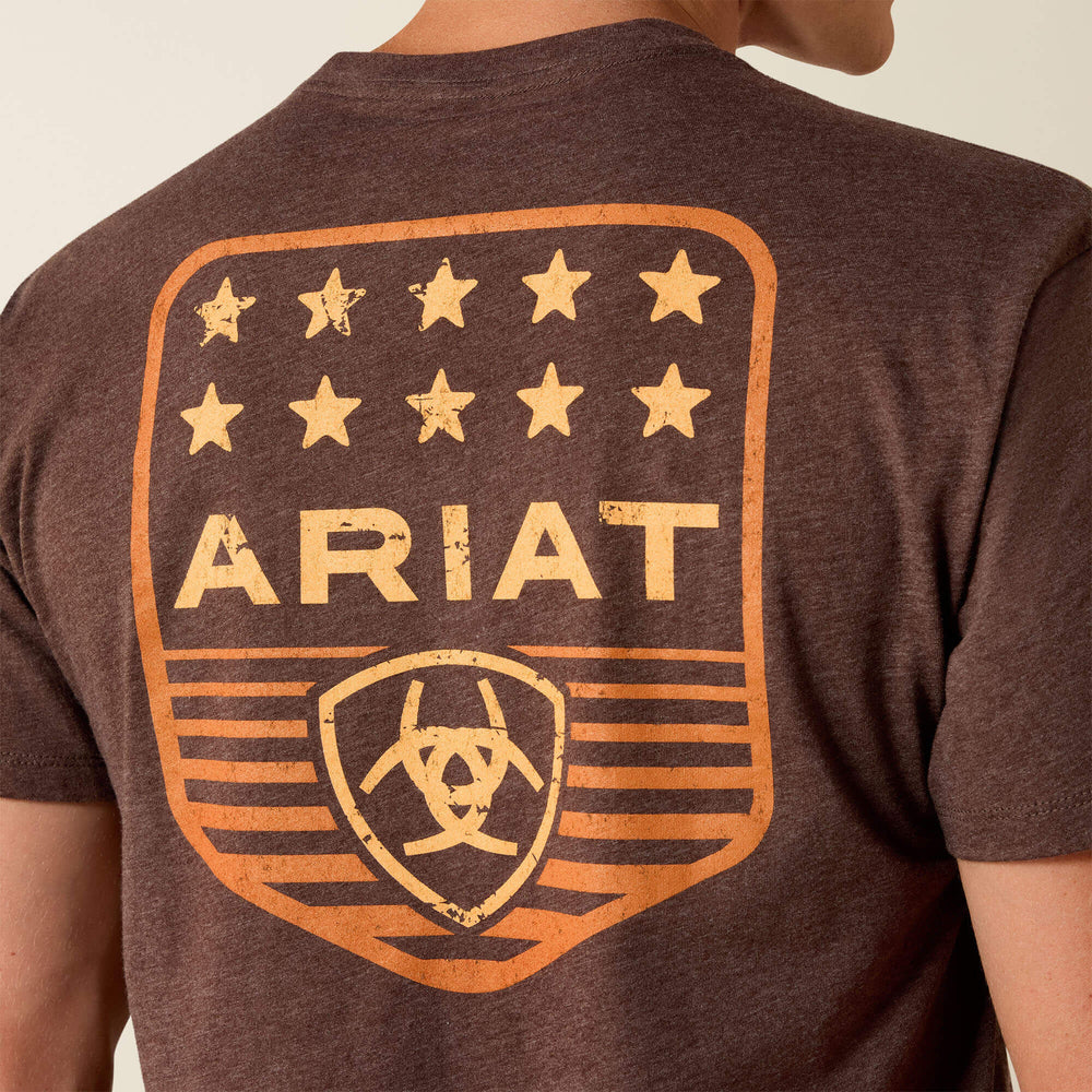 Ariat Stripe Patriotic Badge T-Shirt Men - BROWN HEATHER