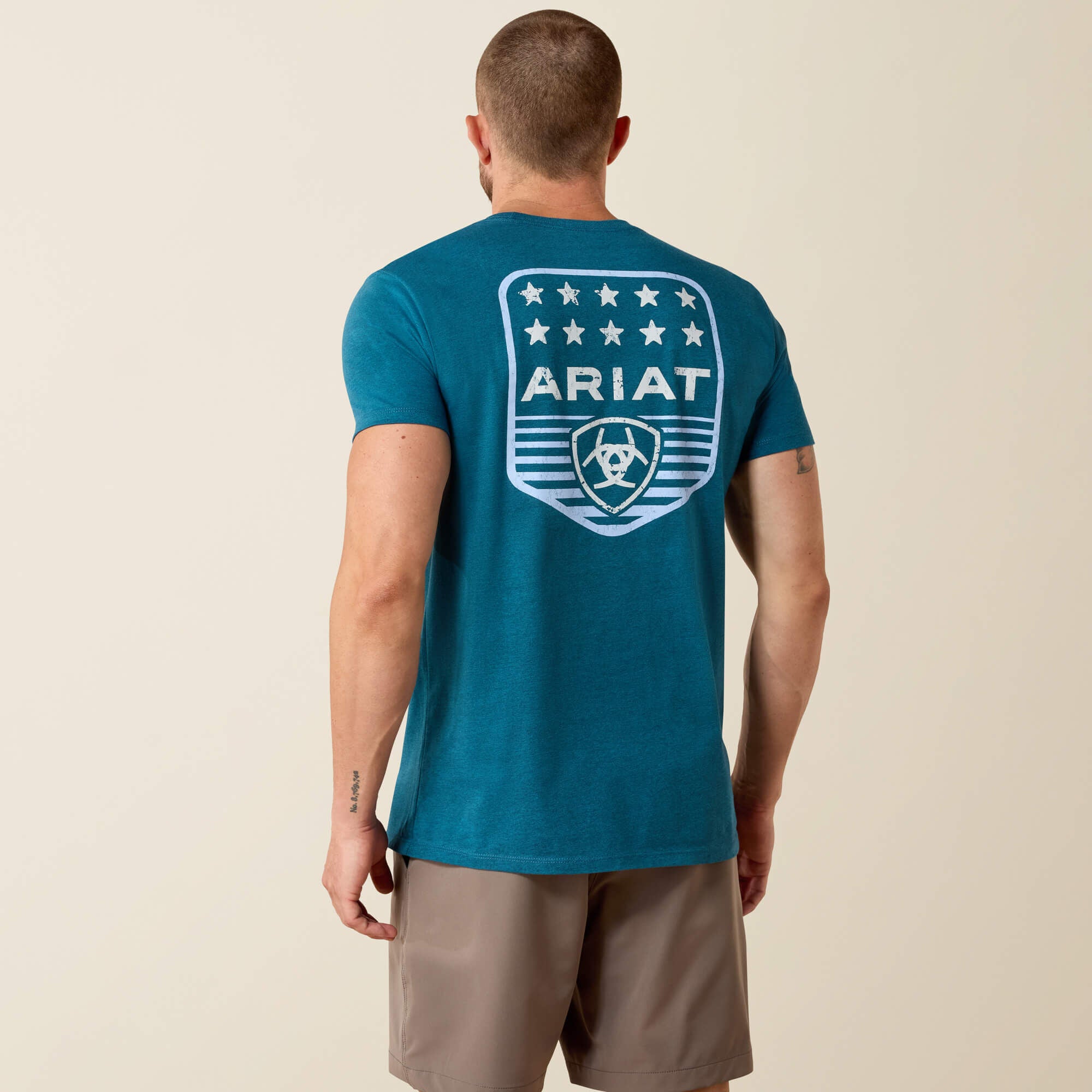 Ariat Stripe Patriotic Badge T-Shirt Men - MONACO BLUE