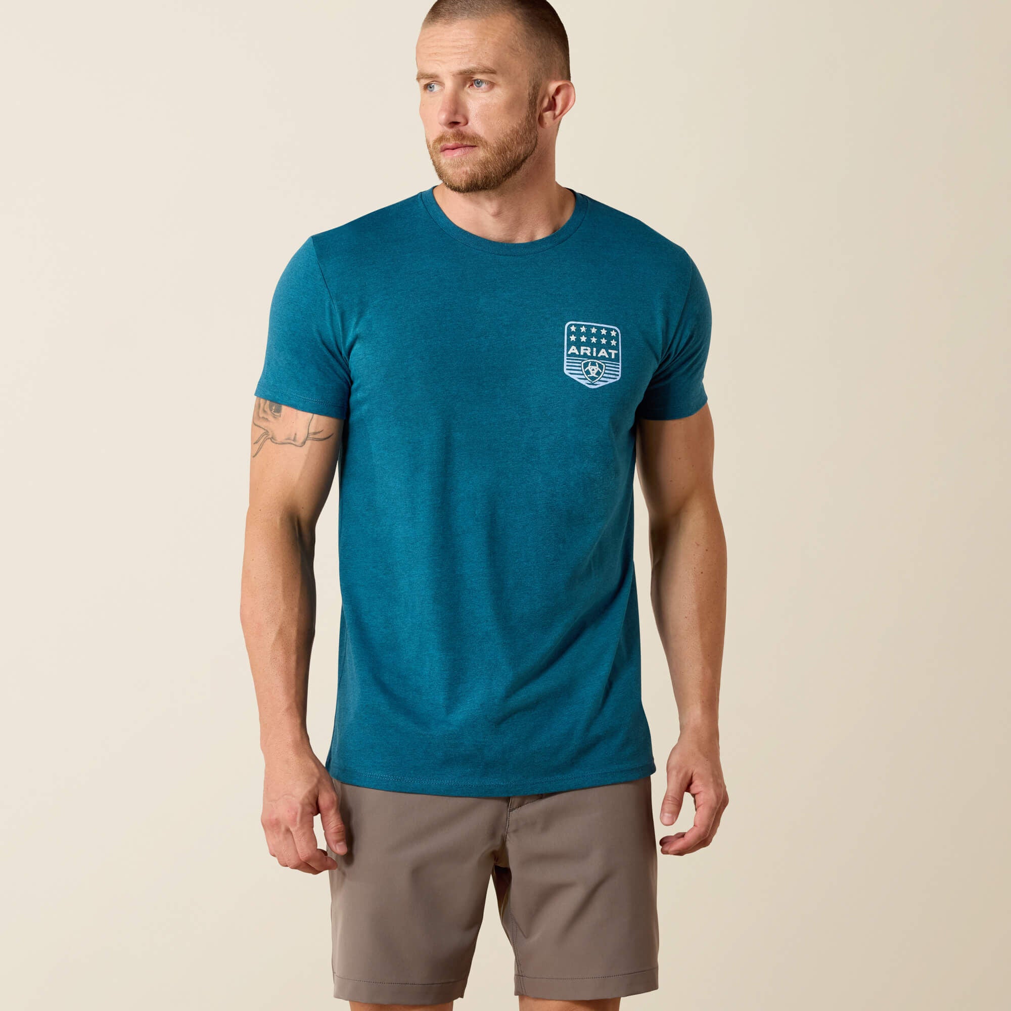 Ariat Stripe Patriotic Badge T-Shirt Men - MONACO BLUE