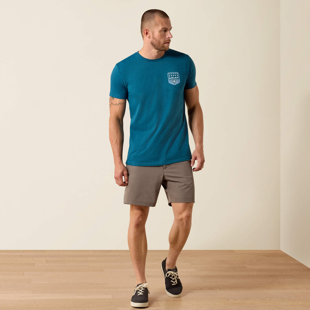 Ariat Stripe Patriotic Badge T-Shirt Men - MONACO BLUE