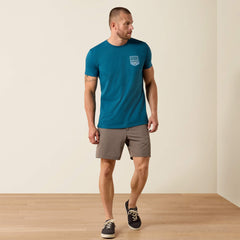 Ariat Stripe Patriotic Badge T-Shirt Men - MONACO BLUE