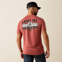 Ariat Banner Badge T-Shirt Men - RED CLAY HEATHER