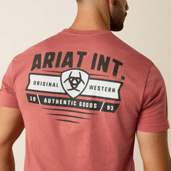 Ariat Banner Badge T-Shirt Men - RED CLAY HEATHER