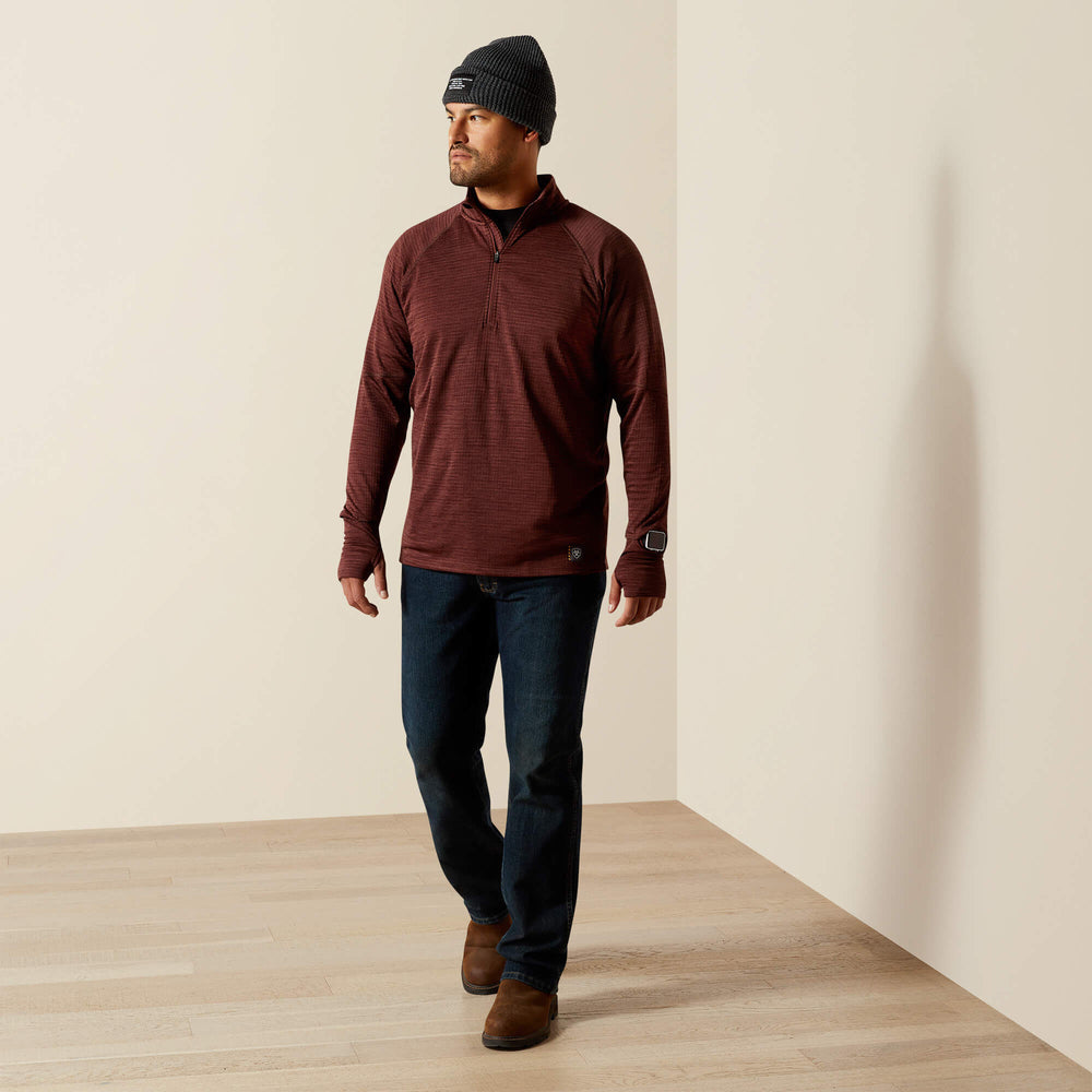 Rebar Gridwork Baselayer 1/4 Zip T-Shirt Men - BITTER CHOCOLATE