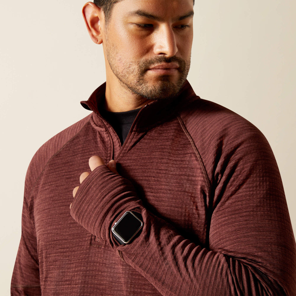 Rebar Gridwork Baselayer 1/4 Zip T-Shirt Men - BITTER CHOCOLATE