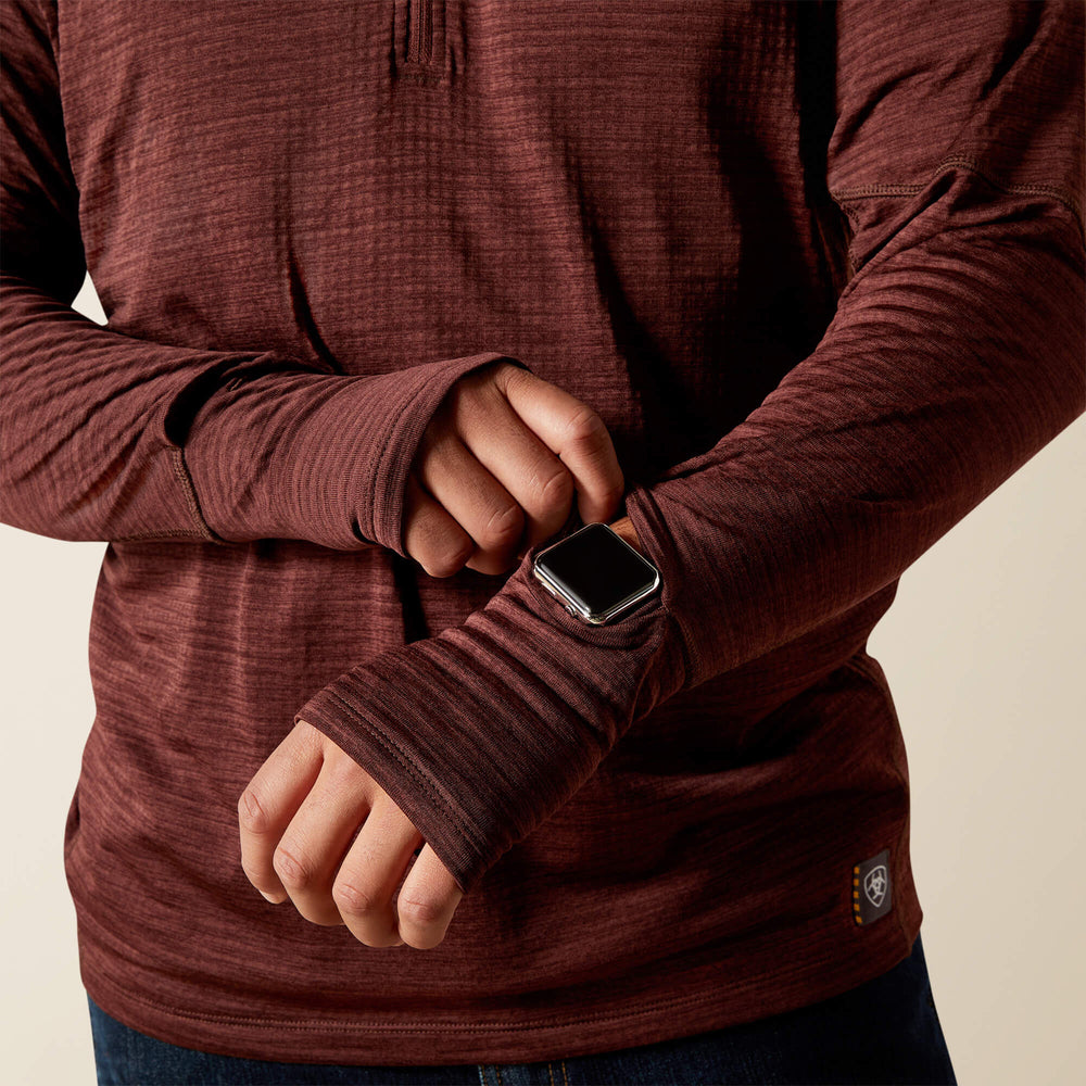 Rebar Gridwork Baselayer 1/4 Zip T-Shirt Men - BITTER CHOCOLATE