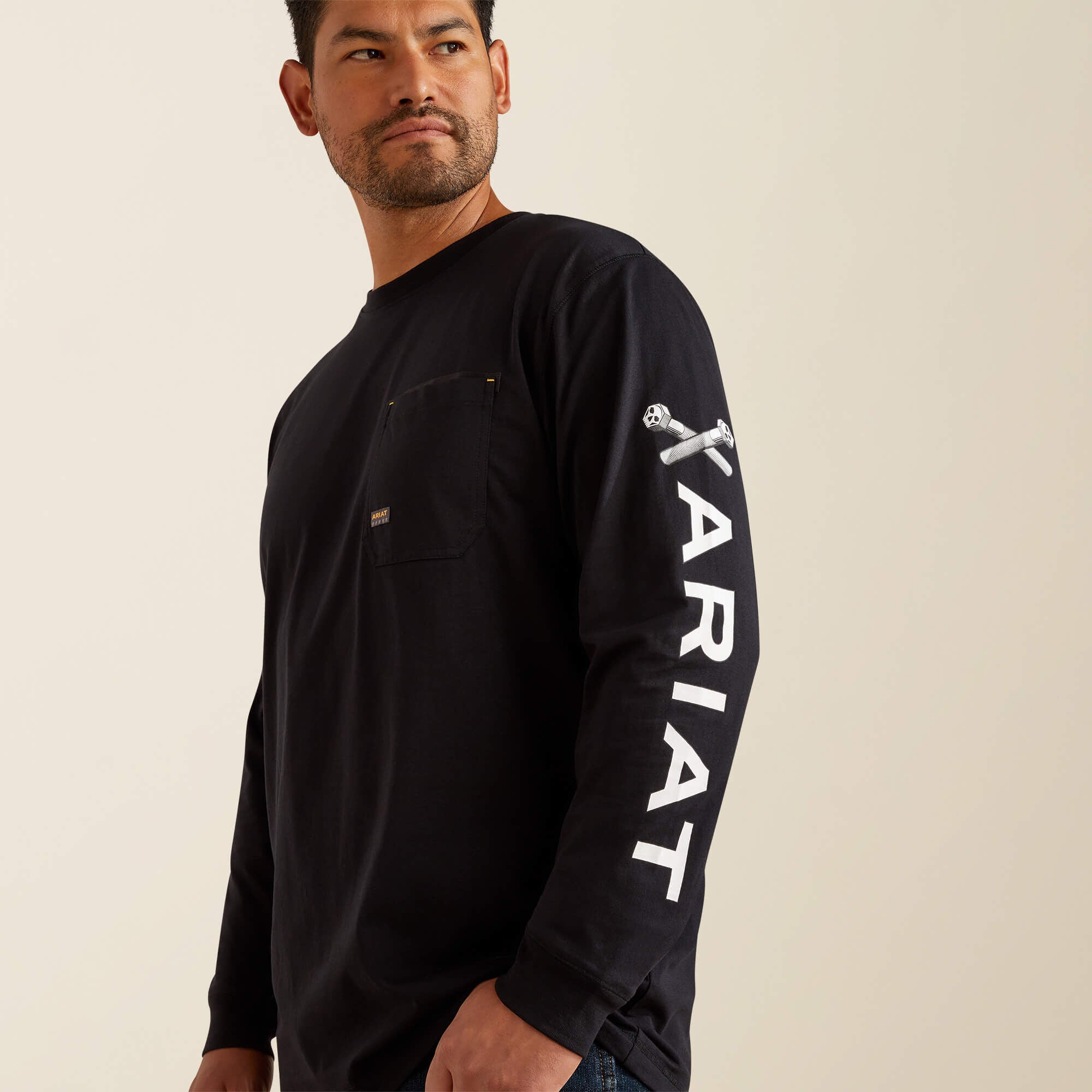 Rebar Workman Bolt Skull T-Shirt Men - BLACK