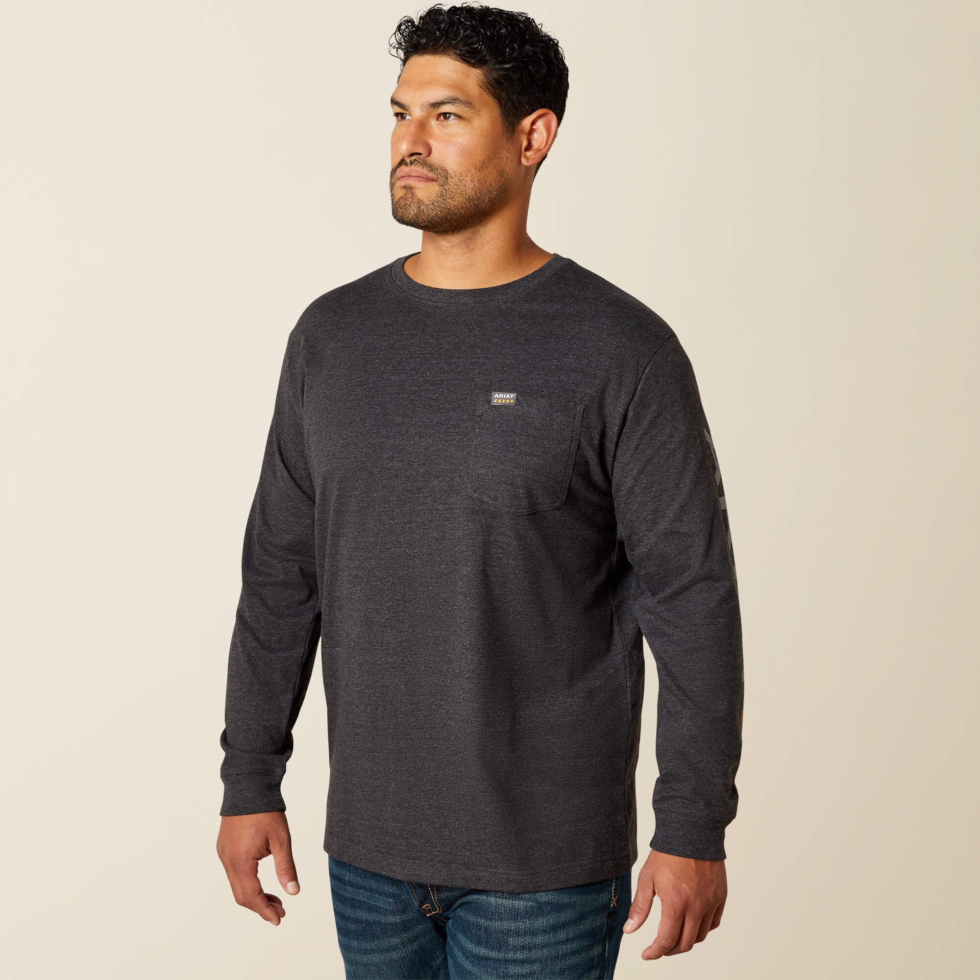 Rebar Cotton Strong Standard Logo Pocket T-Shirt Men - CHARCOAL HEATHER/ALLOY