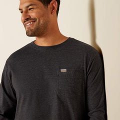 Rebar Cotton Strong Standard Logo Pocket T-Shirt Men - CHARCOAL HEATHER/ALLOY