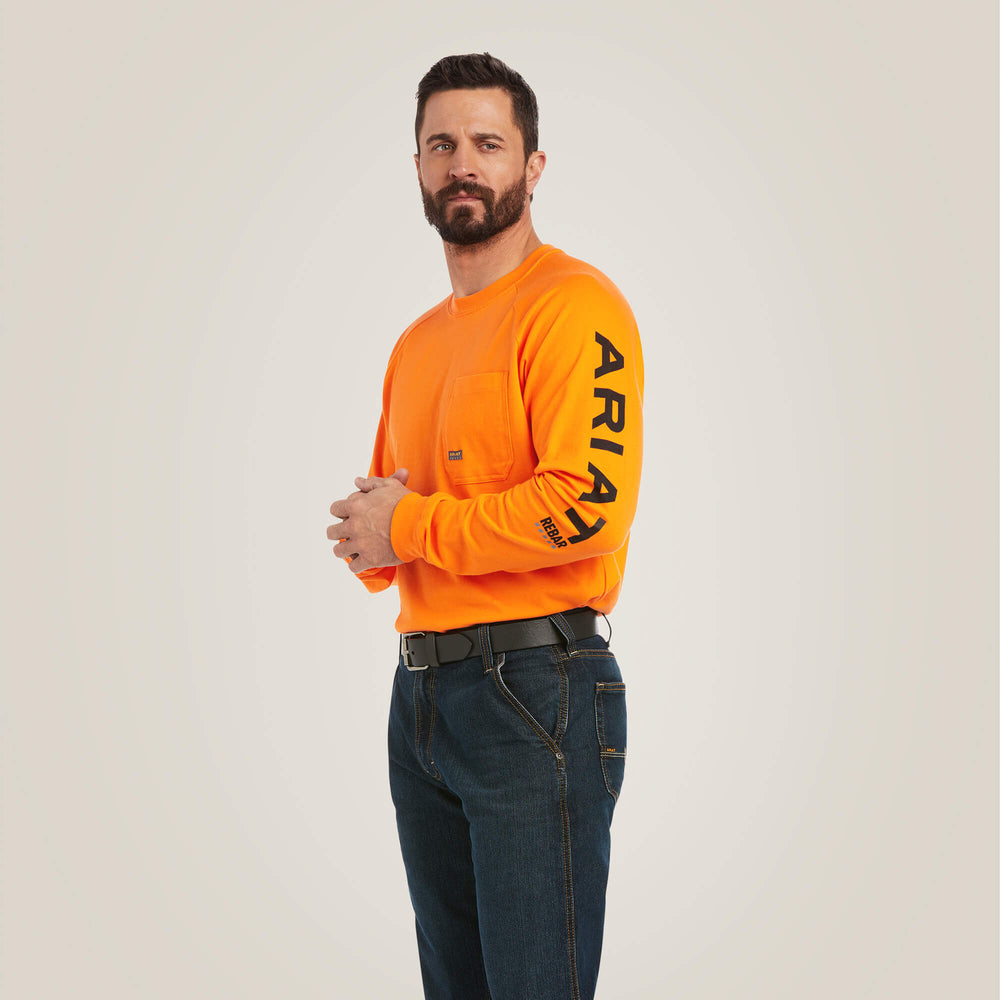 Rebar Cotton Strong Graphic T-Shirt Men - SAFETY ORANGE/BLACK