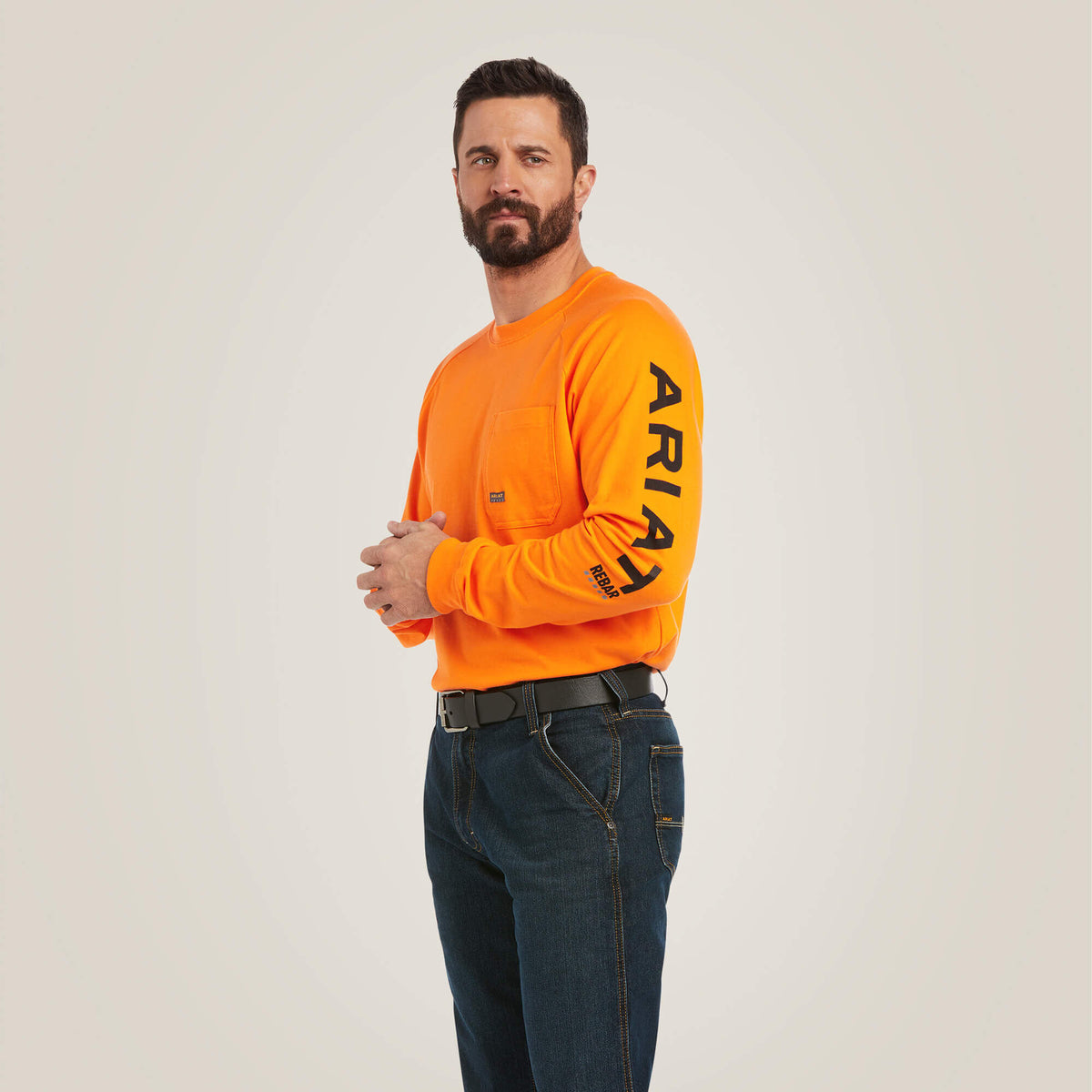 Rebar Cotton Strong Graphic T-Shirt Men - SAFETY ORANGE/BLACK