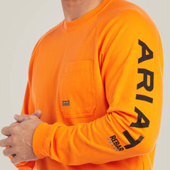 Rebar Cotton Strong Graphic T-Shirt Men - SAFETY ORANGE/BLACK