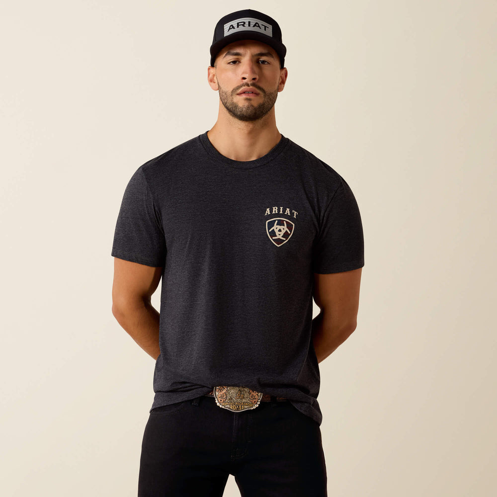 Ariat American Bison Classic Fit T-Shirt Men - CHARCOAL HEATHER