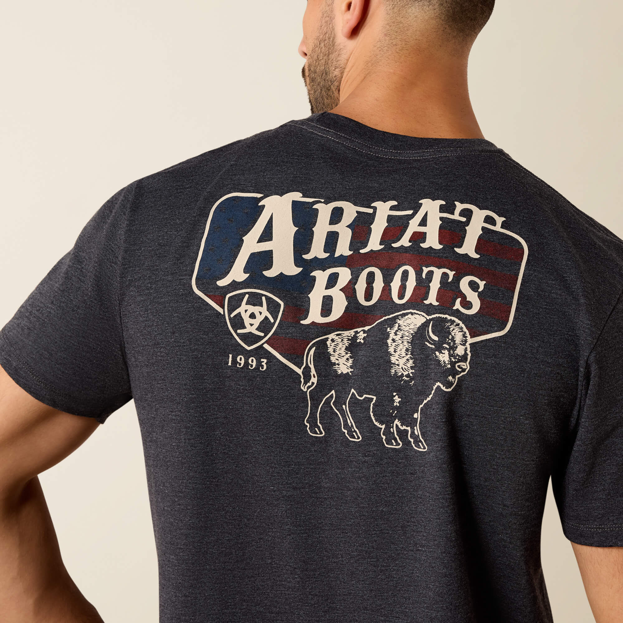 Ariat American Bison Classic Fit T-Shirt Men - CHARCOAL HEATHER